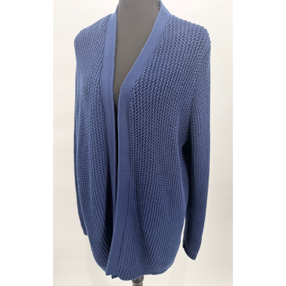 Tommy Bahama Cardigan Women XL Blue Excellent Open Front Waffle Knit Cotton